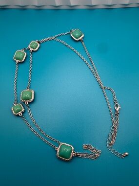 Green Stone Multi-Station Necklace - Brand Unspecified